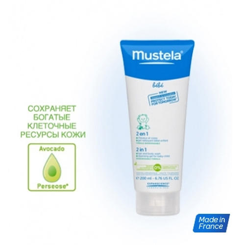 Мустела Гель-шампунь для головы и тела 2 в 1 200 мл (Mustela, Bebe - время купаться) фото 0