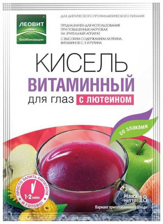 Леовит Кисель Витаминный для глаз с лютеином. Пакет 18 г (Леовит, Леовит) фото 0