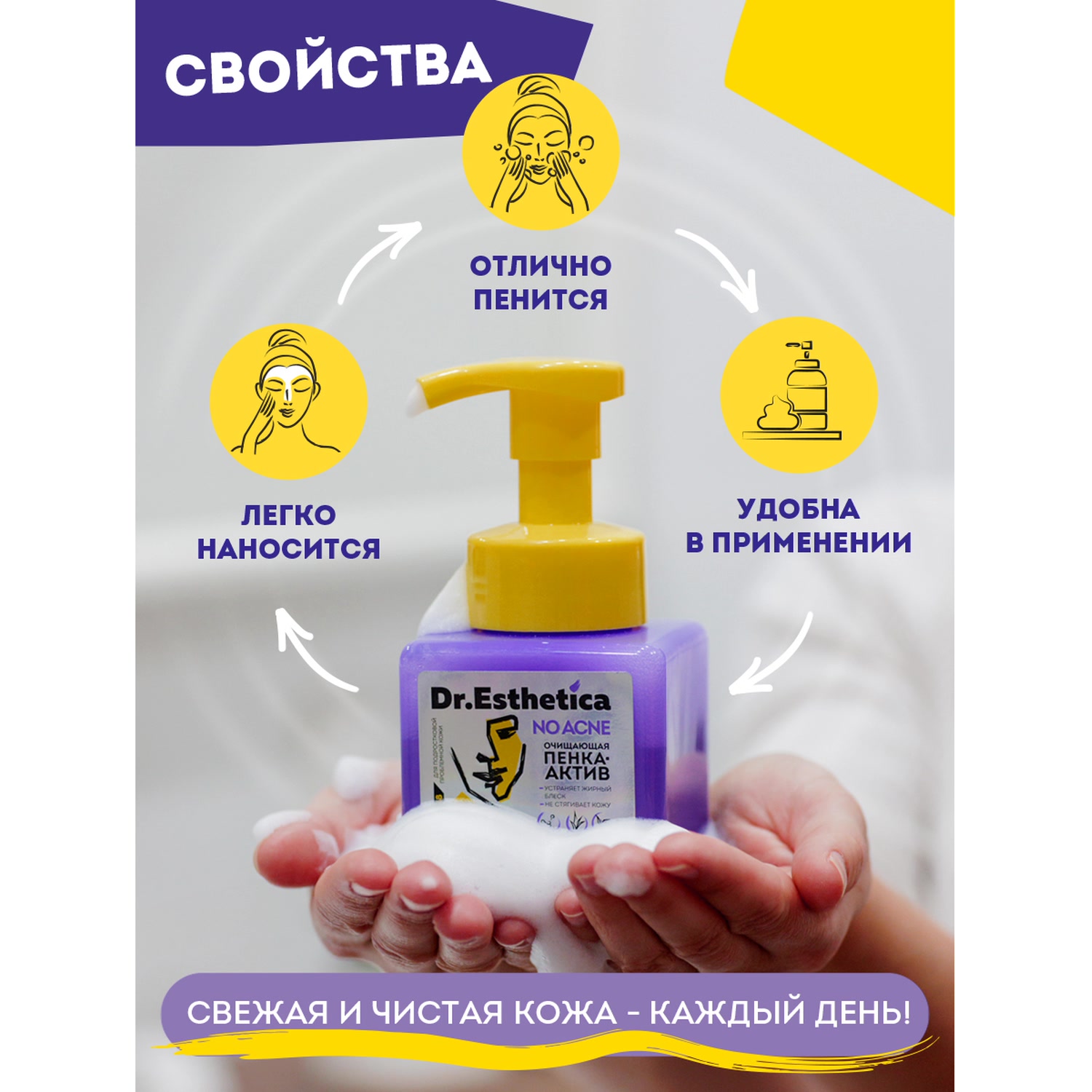 Доктор Эстетик Очищающая пенка-актив, 200 мл (Dr. Esthetica, Teens) фото 5