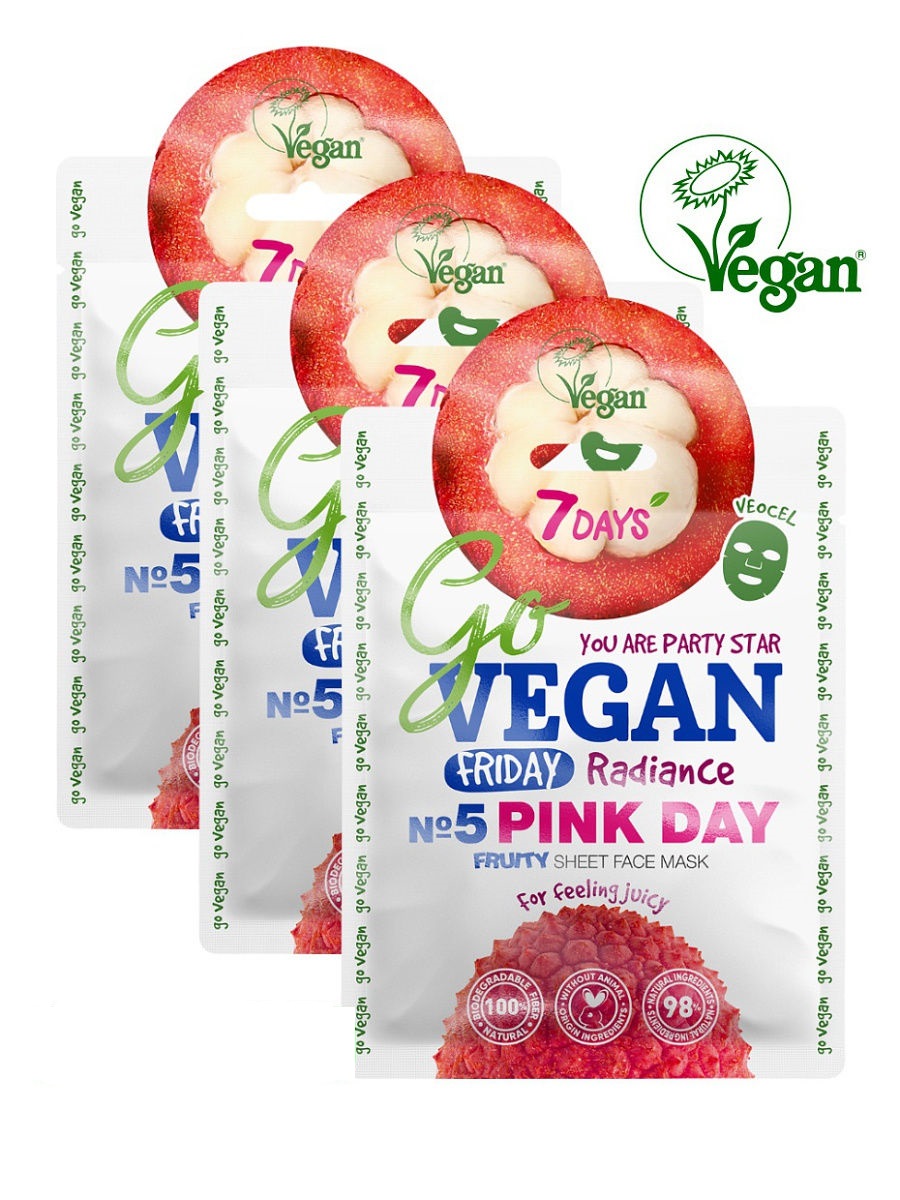  Тканевая fruity маска для лица Для тех  кто любит посочнее 25 г (7 Days, GO VEGAN) фото 0