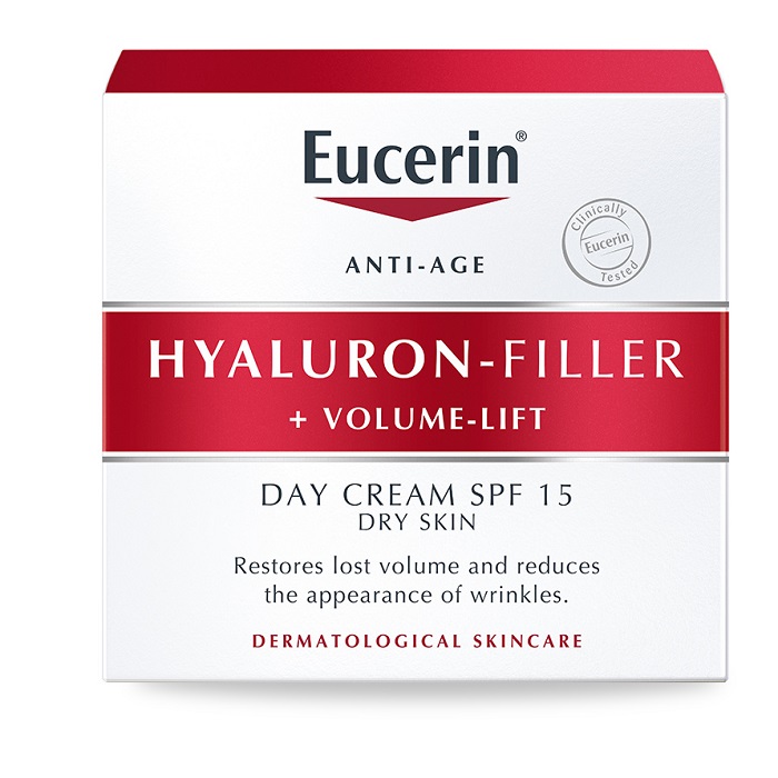 Eucerin Крем для дневного ухода за сухой кожей SPF 15, 50 мл (Eucerin, Hyaluron-Filler + Volume-Lift) антивозрастной крем для дневного ухода за сухой кожей spf 15 eucerin hyaluron filler and volume lift 50 мл