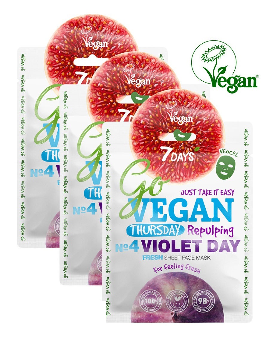  Тканевая fresh маска для лица Для тех  кто любит посвежее 25 г (7 Days, GO VEGAN) фото 0