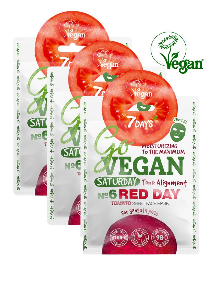  Тканевая tomato маска для лица  Для гангста-сеньорит 25 г (7 Days, GO VEGAN) фото 0
