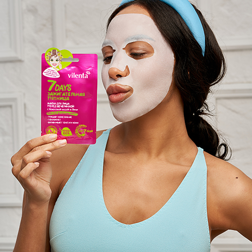  Маска для лица Зажигательная пятница Перед вечеринкой с Кокосовой водой и Личи, 28 г (7 Days, 7 DAYS) фото 3