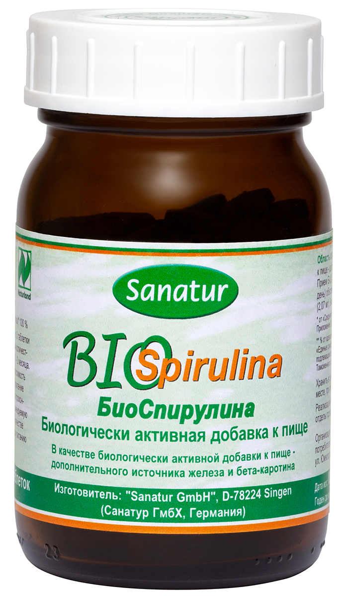 Санатур БиоСпирулина 250 таблеток в стеклянной банке (Sanatur, БАДы) фото 0