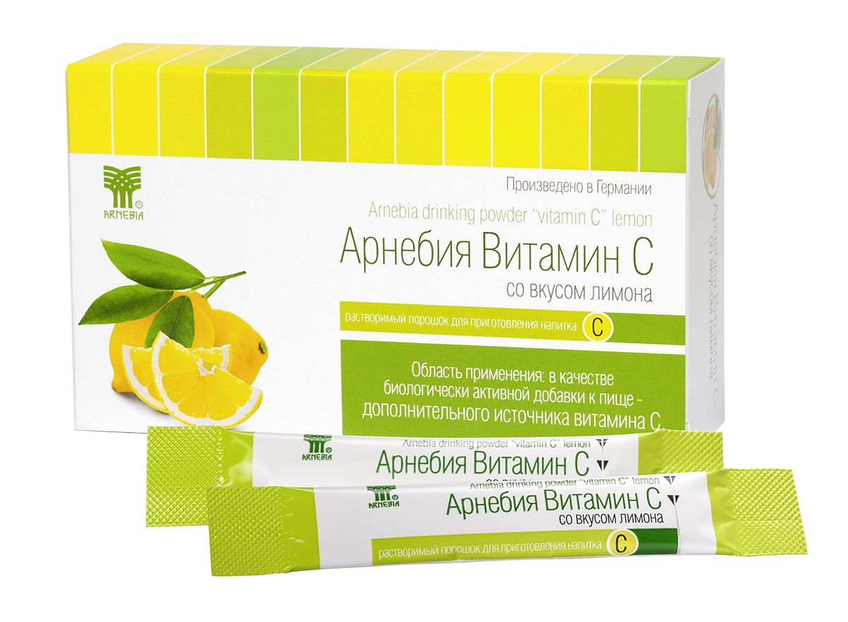 Арнебия Витамин С со вкусом лимона растворимый порошок для приготовления напитка 10 пакетиков (Arnebia, БАДы) фото 0