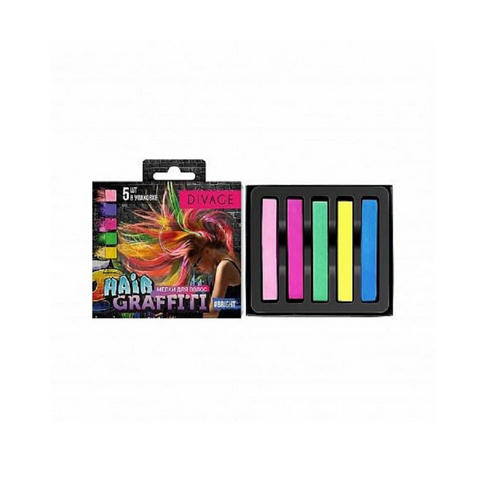 Мелки Для Волос Цветные hair graffiti bright, 5 шт (Divage, Волосы)