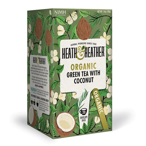Хиз энд Хизер Чай Зеленый с кокосом Органик 20 пак. (Heath & Heather, Green Tea) фото 0