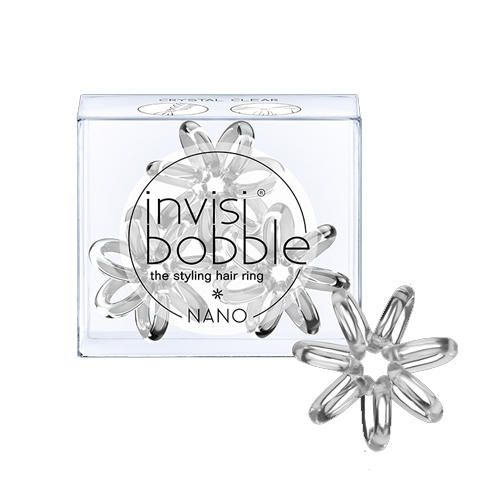 Инвизибабл Резинка для волос Crystal Clear (с подвесом) прозрачный 3 шт. (Invisibobble, Nano) фото 0