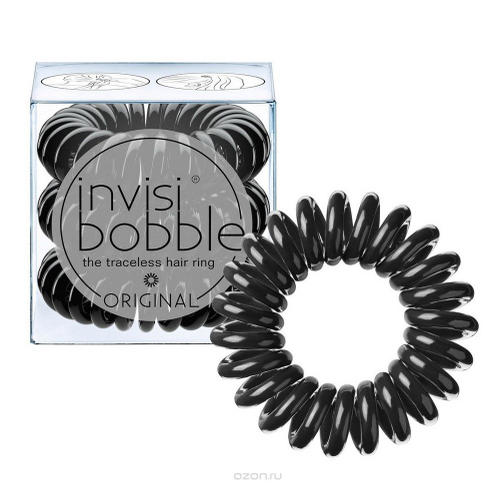 Инвизибабл Резинка-браслет для волос True Black (с подвесом) черный 3 шт. (Invisibobble, Power) фото 0