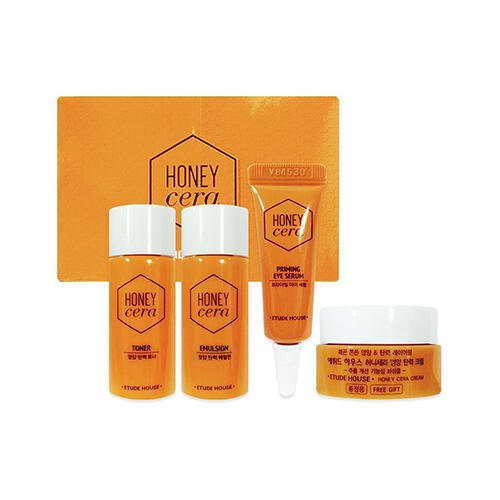 Этюд Хаус Набор уходовый мини с эсктрактом меда Et.Honey Cera Skin Care Set(4PCS) 2*15 мл/10 мл/5 мл (Etude House, Honey Cera) фото 0