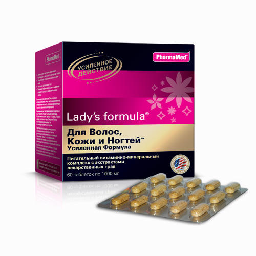 Ladys Formula Для волос кожи и ногтей усиленная формула  таблетки 1,0 г №60 (Ladys Formula, Улучшение состояния кожи, волос и ногтей)