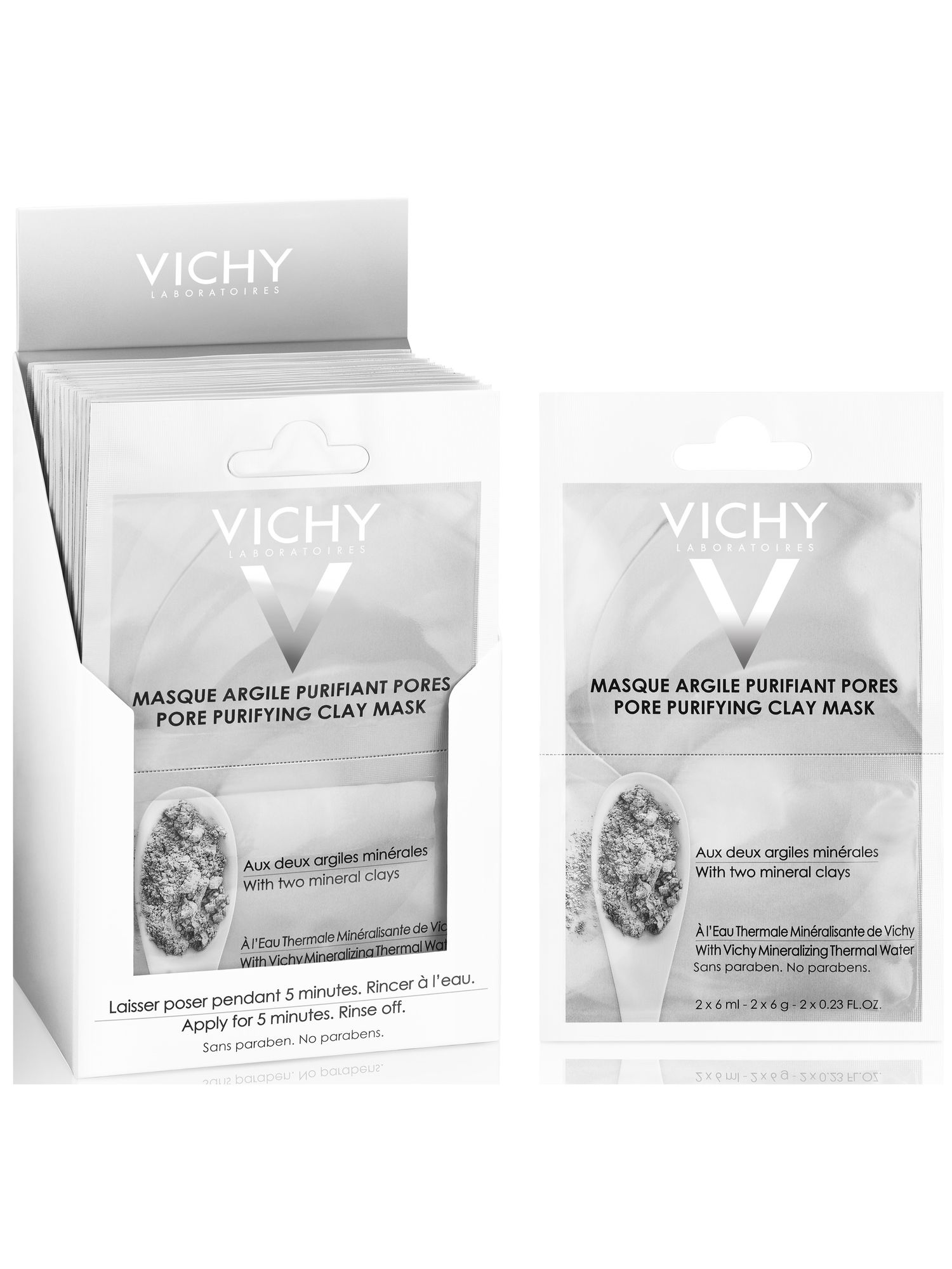 Виши Минеральная маска с глиной, глубоко очищающая поры, 2 х 6 мл (Vichy, Masque) фото 3