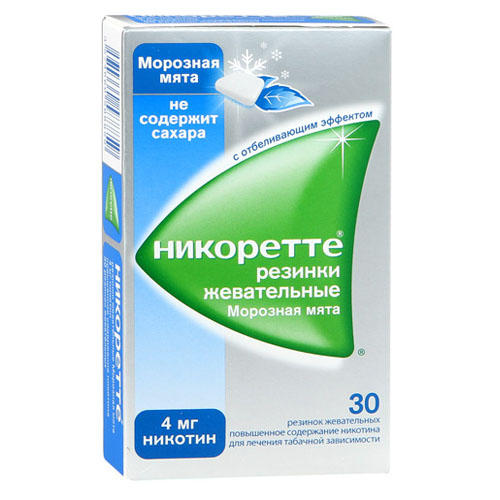 Никоретте Морозная мята жевательные резинки 4 мг 30 шт (Nicorette, Жевательные резинки) фото 0