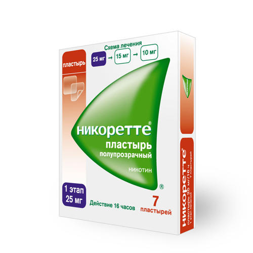 Никоретте Пластырь трансдерм полупрозрачный 25мг/16ч 7 шт (Nicorette, Пластырь трансдермальный) фото 0