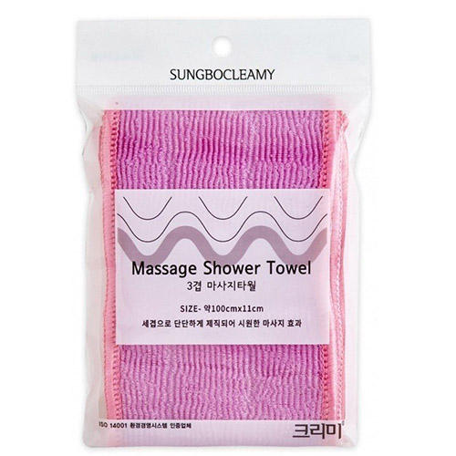 Мочалка для душа (11х100) Massage Shower Towel, 1 шт (Sung bo cleamy, CleanBeauty) мочалка из сизаля obsi с деревянными ручками мелкая вязка