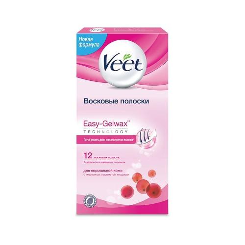 Вит Восковые полоски для нормальной кожи c технологией Easy Gel-wax 12шт (Veet, Easy Gel-wax) фото 0