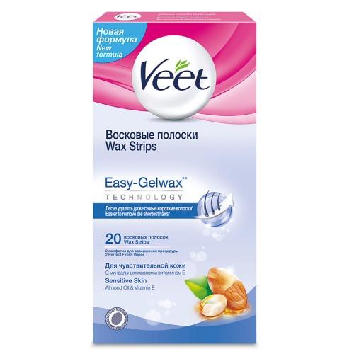 Вит Восковые полоски для чувствительной кожи c технологией Easy Gel-wax 20 шт (Veet, Easy Gel-wax) фото 0