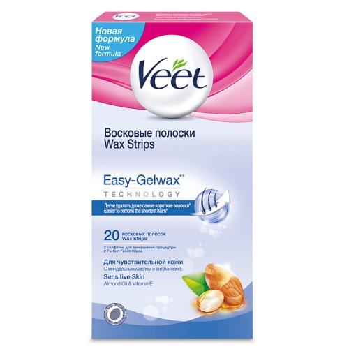 Восковые полоски для чувствительной кожи c технологией Easy Gelwax 20 шт (Veet, Easy Gelwax)