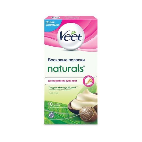 Восковые полоски с маслом ши серии Naturals c технологией Easy Gelwax 10шт (Veet, Easy Gelwax)