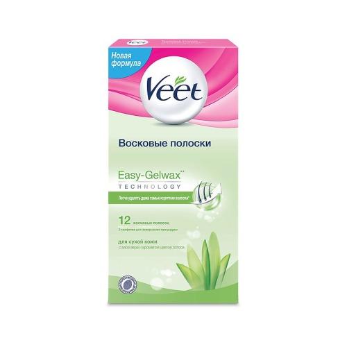 Восковые полоски для сухой кожи c технологией Easy Gelwax 12шт (Veet, Easy Gelwax)