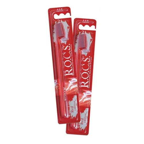 Купить R.O.C.S. Комплект Зубная щётка Red Edition средняя, 2 шт. (R.O.C.S., Зубные щетки), Россия