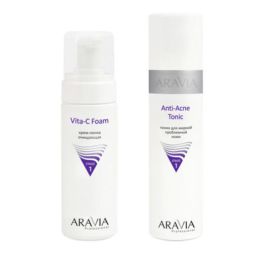 Аравия Профессионал Комплект Тоник для жирной проблемной кожи Anti-Acne Tonic, 250 мл + Крем-пенка очищающая Vita-C Foam, 160 мл (Aravia Professional, Уход за лицом) фото 0