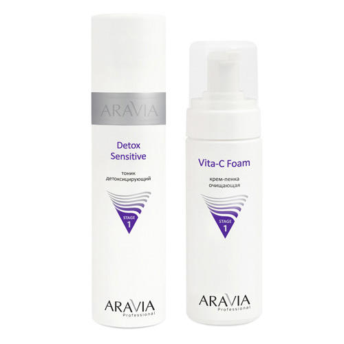 Aravia Professional Комплект Тоник детоксицирующий Detox Sensitive, 250 мл + Крем-пенка очищающая Vita-C Foam, 160 мл (Aravia Professional, Уход за лицом)