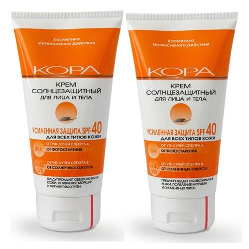 Кора Комплект Крем солнцезащитный SPF 40 для лица и тела 2х150 мл (Кора, Солнце)