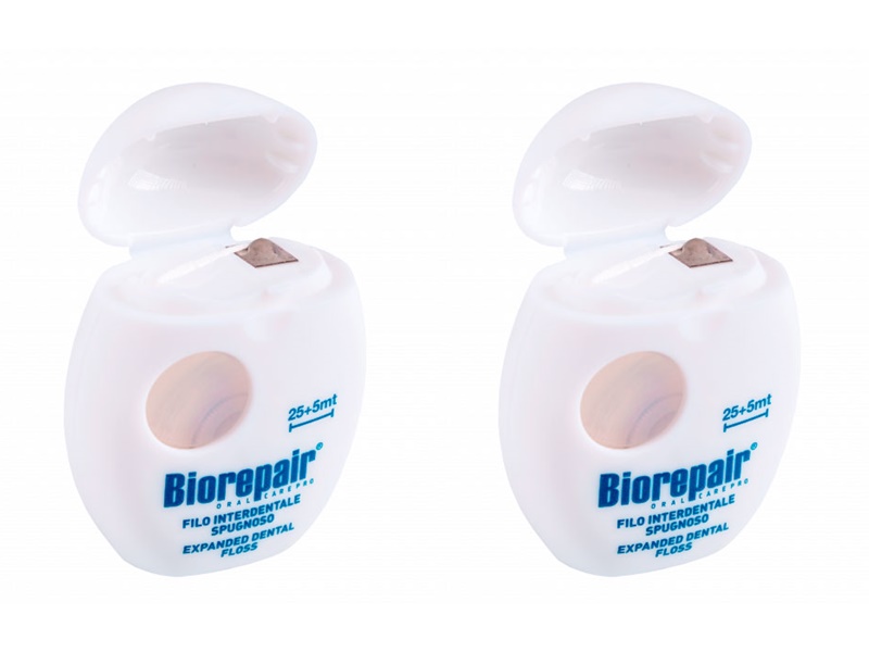 Биорепейр Набор Расширяющаяся зубная нить без воска для чувствительных десен Non-Waxed Expanding Floss, 30м*2 штуки (Biorepair, Уход за зубами) фото 1