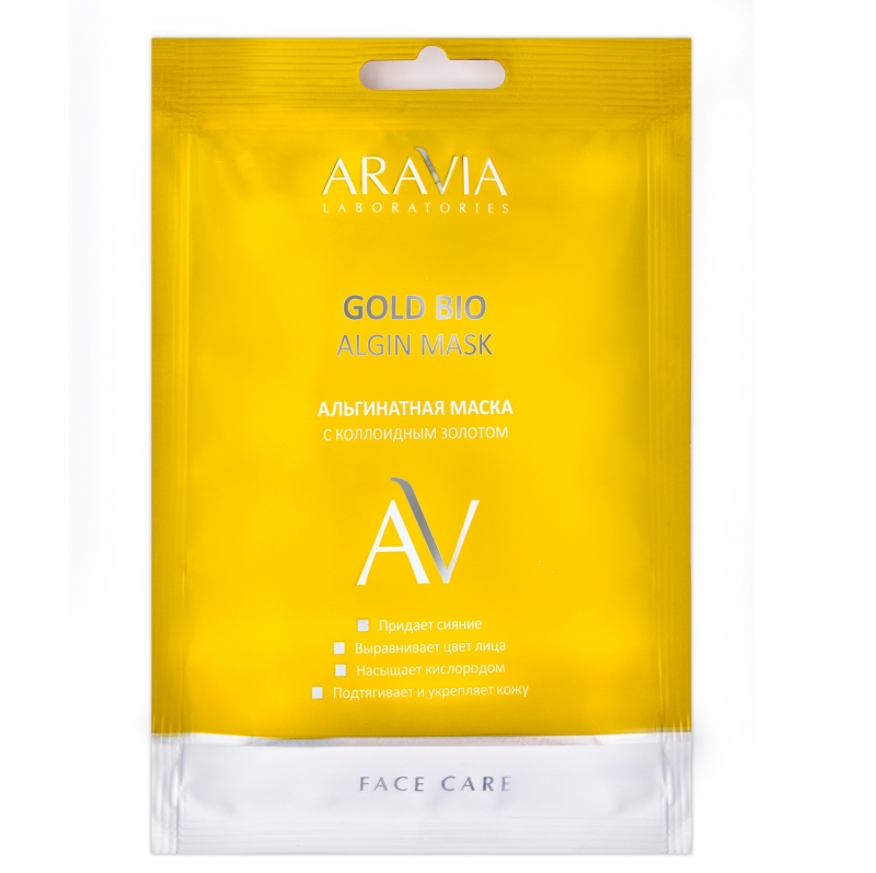 Aravia Laboratories Альгинатная маска с коллоидным золотом Gold Bio Algin Mask, 30 гр (Aravia Laboratories, Уход за лицом) aravia laboratories альгинатная маска с экстрактом красного винограда red grapes algin mask 30 гр aravia laboratories уход за лицом