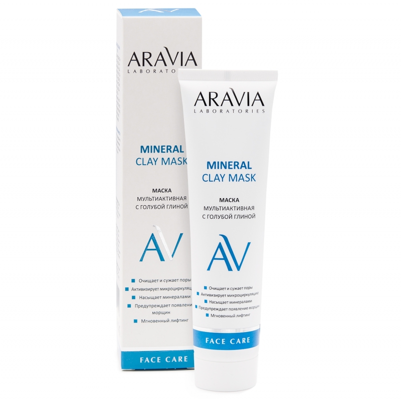 Aravia Laboratories Маска мультиактивная с голубой глиной Mineral Clay Mask, 100 мл (Aravia Laboratories, Уход за лицом) минеральная маска для чувствительной кожи головы aravia laboratories mineral clay 200 мл