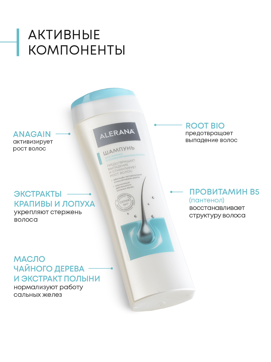 Алерана Шампунь для жирных и комбинированных волос, 250 мл (Alerana, Укрепление волос) фото 4