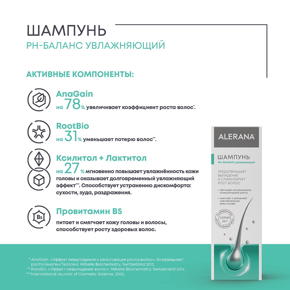 Алерана Шампунь pH-баланс увлажняющий, 250 мл (Alerana, Укрепление волос) фото 2