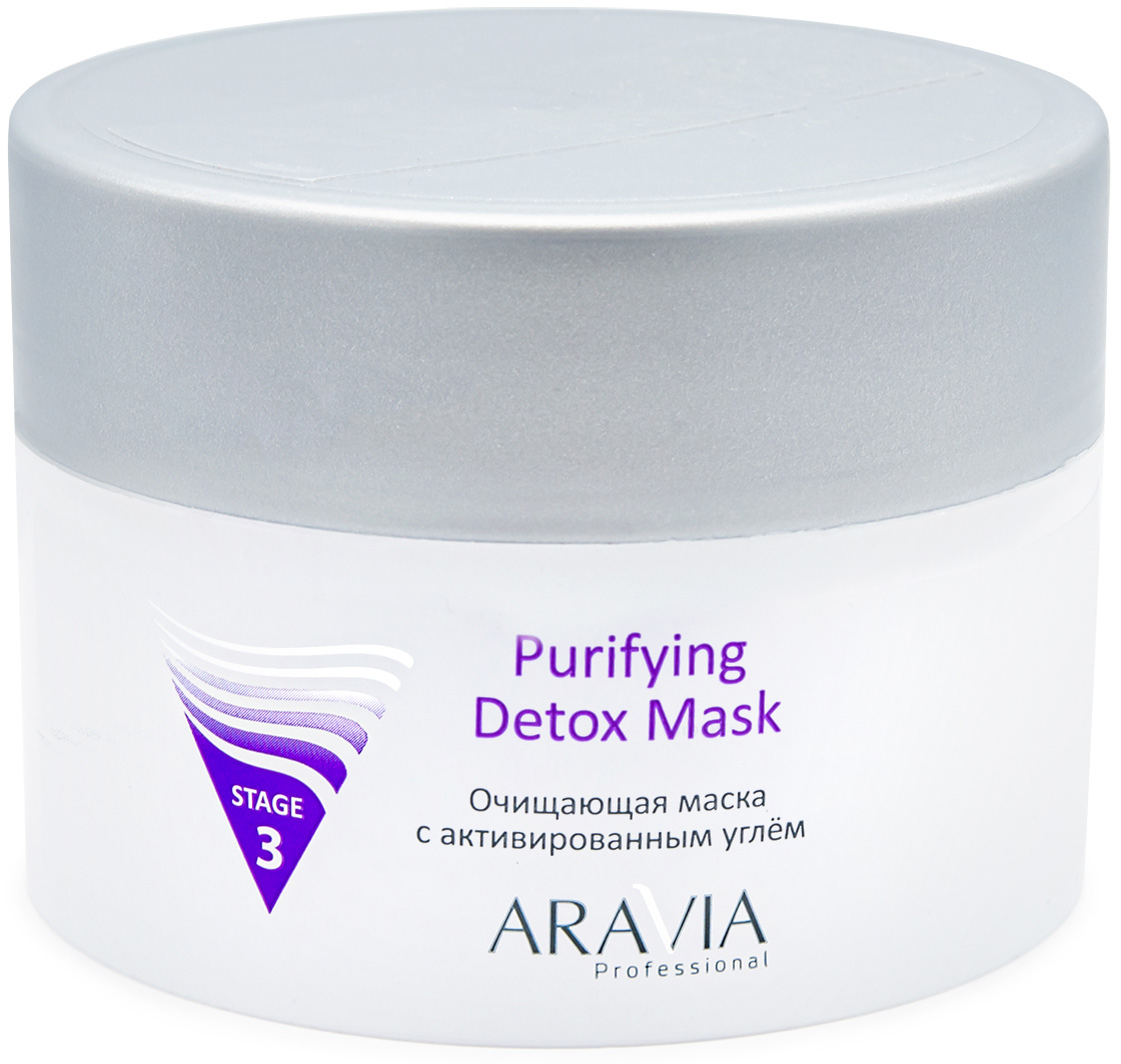 Aravia Professional Очищающая маска с активированным углём Purifying Detox Mask, 150 мл (Aravia Professional, Уход за лицом) уход за лицом aravia professional маска очищающая с активированным углём purifying detox mask