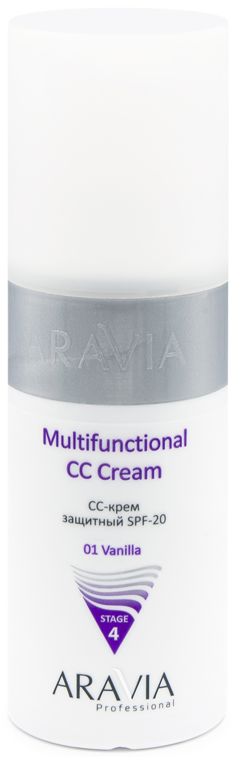 Aravia Professional CC-Крем защитный SPF-20 multifunctional CC cream vanilla01, 150 мл (Aravia Professional, Уход за лицом) aravia professional cc крем защитный spf20 multifunctional cc cream send 02 150 мл aravia professional уход за лицом