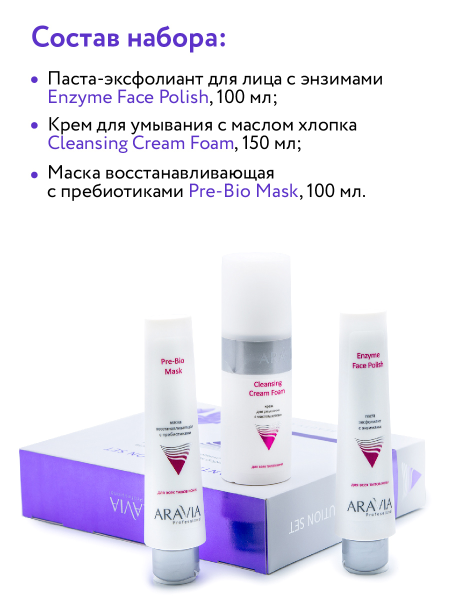 Аравия Профессионал Набор для очищения и защиты кожи Anti-pollution Set, 3 средства (Aravia Professional, Уход за лицом) фото 2