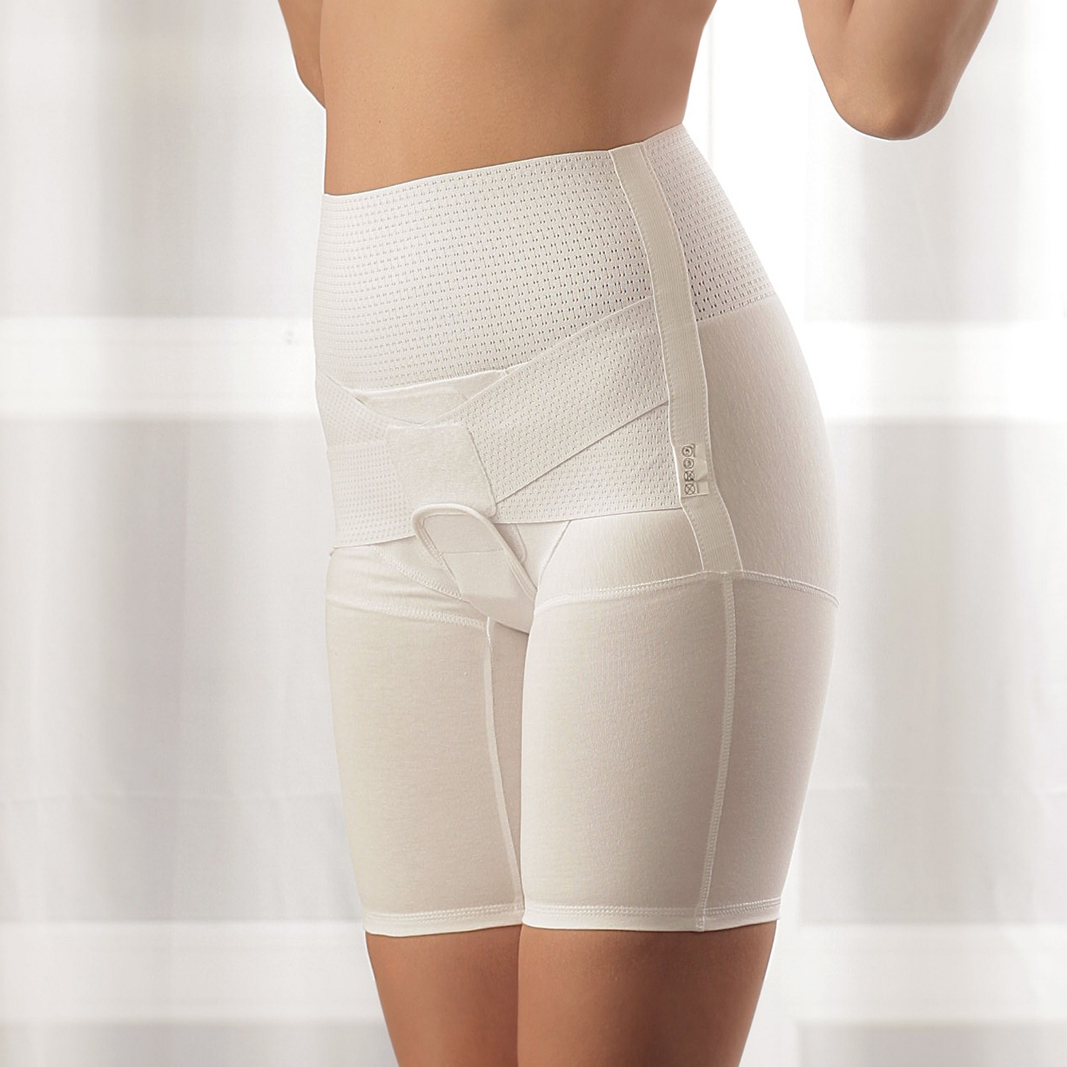  Бандаж при опущении органов малого таза № 9  с жестким аппликатором в ластовице, белый (Крейт, Бандаж) фото 1