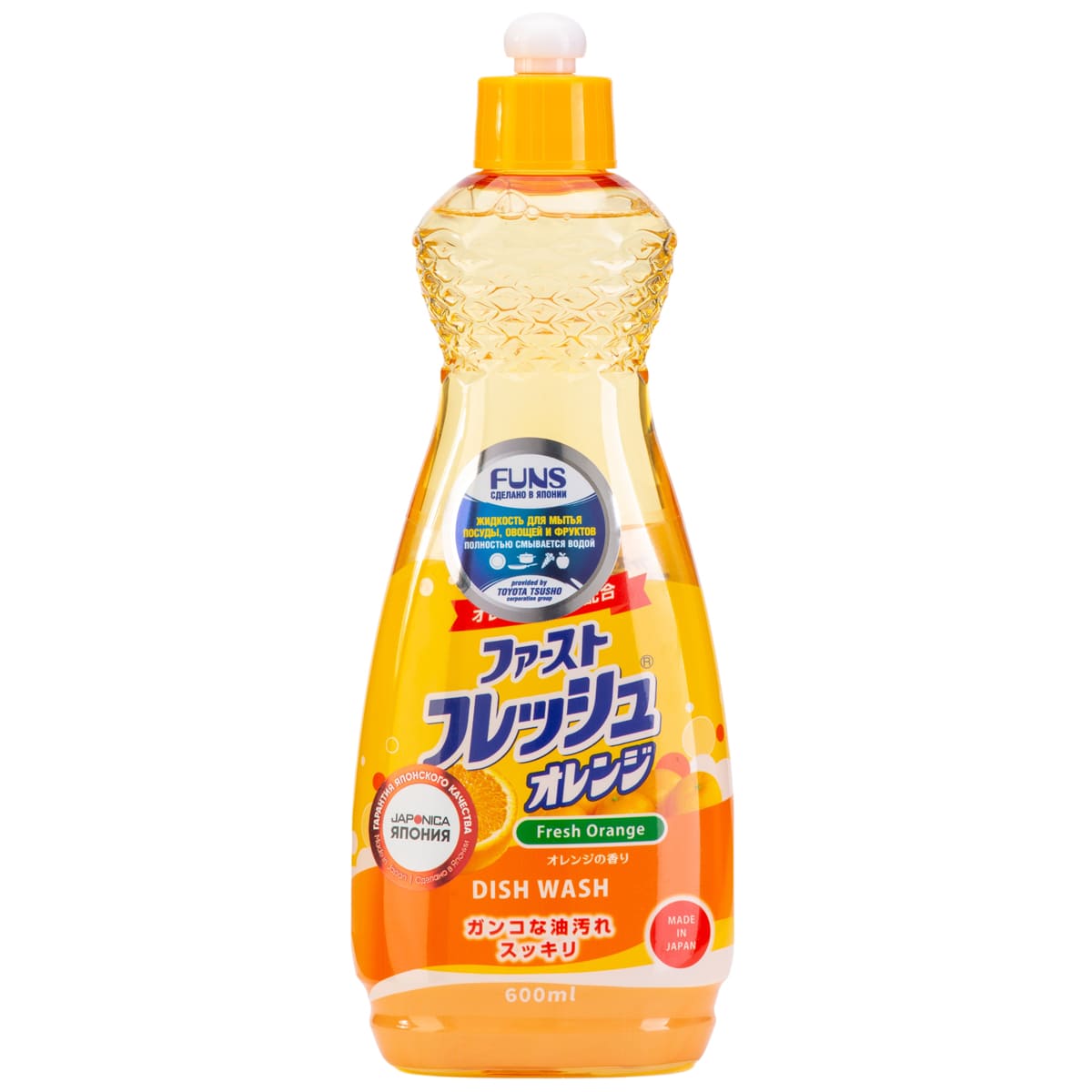 Funs Жидкость для мытья посуды с ароматом апельсина, 600 мл (Funs, Для посуды) жидкость для мытья посуды daiichi funs свежий апельсин 600 мл
