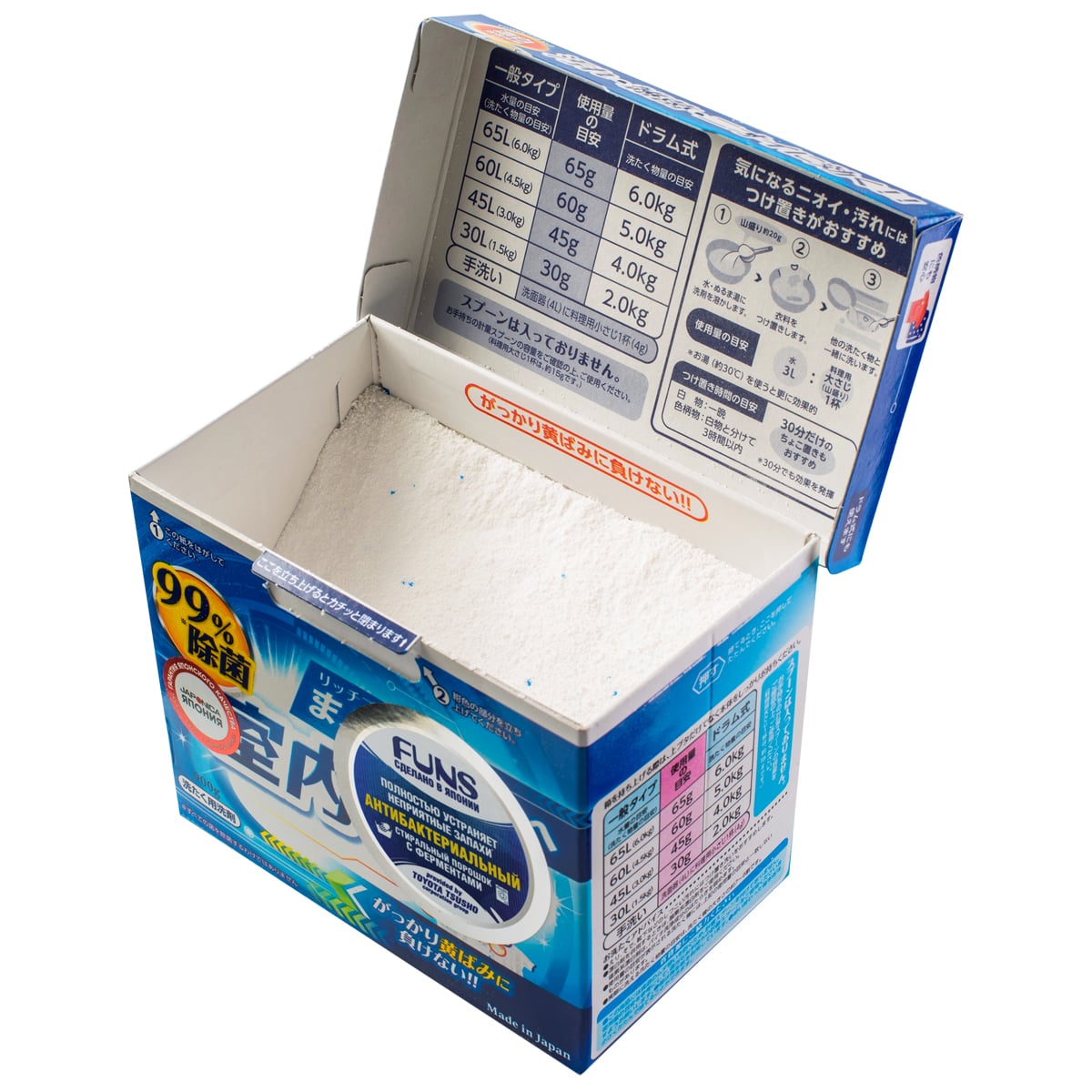 Фанс Стиральный порошок с отбеливателем, для сушки белья в помещении, 900 г (Funs, Для стирки) фото 2