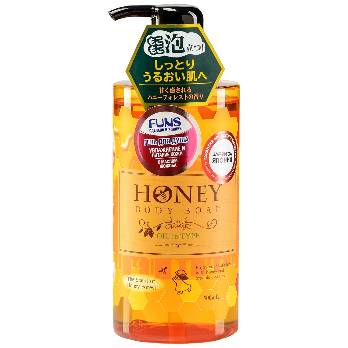 Funs Гель для душа увлажняющий с экстрактом меда и маслом жожоба Honey Oil, 500 мл (Funs, Для тела)