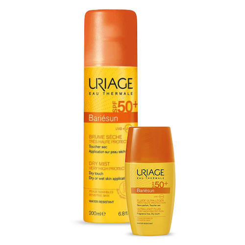 

Uriage Набор Барьесан ультралегкая эмульсия SPF50+, 30 мл + Барьесан Сухая дымка-спрей SPF50+, 200 мл (Uriage, Bariesun), Bariesun