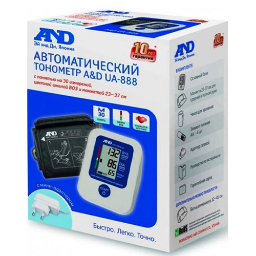 АНД Тонометр UA-888AC автомат с адаптером манжета 23-37 см (AND, Тонометр автоматический) фото 0