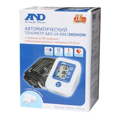 АНД Тонометр UA-888AC E M автомат с адаптером манжета 22-32 см (AND, Тонометр автоматический) фото 0