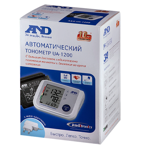 АНД Тонометр UA-1200 автомат с адаптером большой дисплей (AND, Тонометр автоматический) фото 1