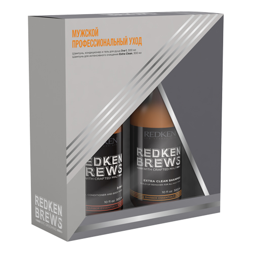 

Redken Набор для мужчин (3-в-1 300 мл + шампунь Экстра Клин 300 мл) (Redken, Brews), Brews