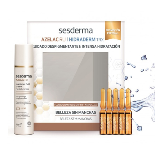 

Sesderma Набор: AZELAC RU - Luminous Fluid Cream SPF50 - Эмульсия для сияния кожи СЗФ50, 50 мл + HIDRADERM TRX - Средство в ампулах осветляющее, увлажняющее, 5 шт. по 2 мл (Sesderma, Промо Наборы), Промо Наборы