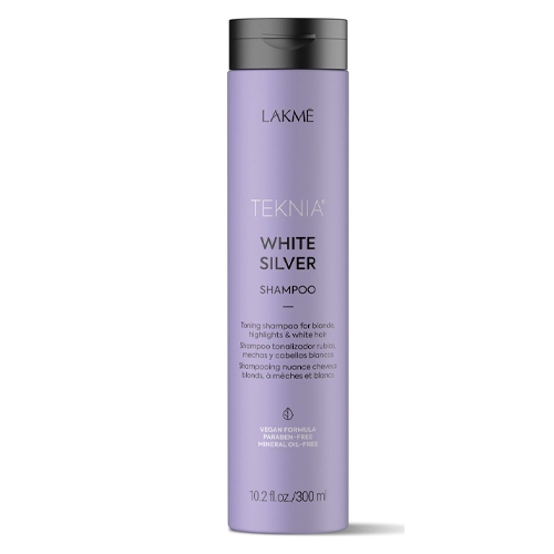 Lakme Тонирующий шампунь для нейтрализации желтого оттенка волос White Silver Shampoo, 300 мл (Lakme, Teknia)