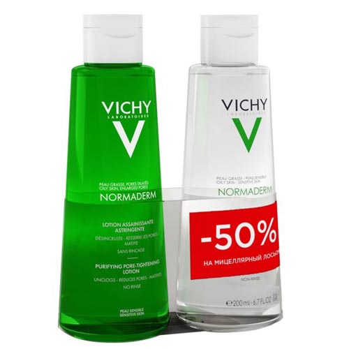 Виши Набор: Лосьон сужающий поры, 200 мл + Мицеллярный лосьон, 200 мл (Vichy, Normaderm) фото 1