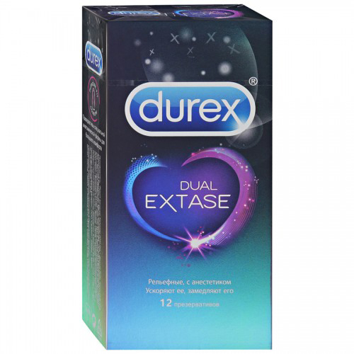 Дюрекс Презервативы Dual Extase с анестетиком рельефные №12 Doodle (Durex, Презервативы) фото 0